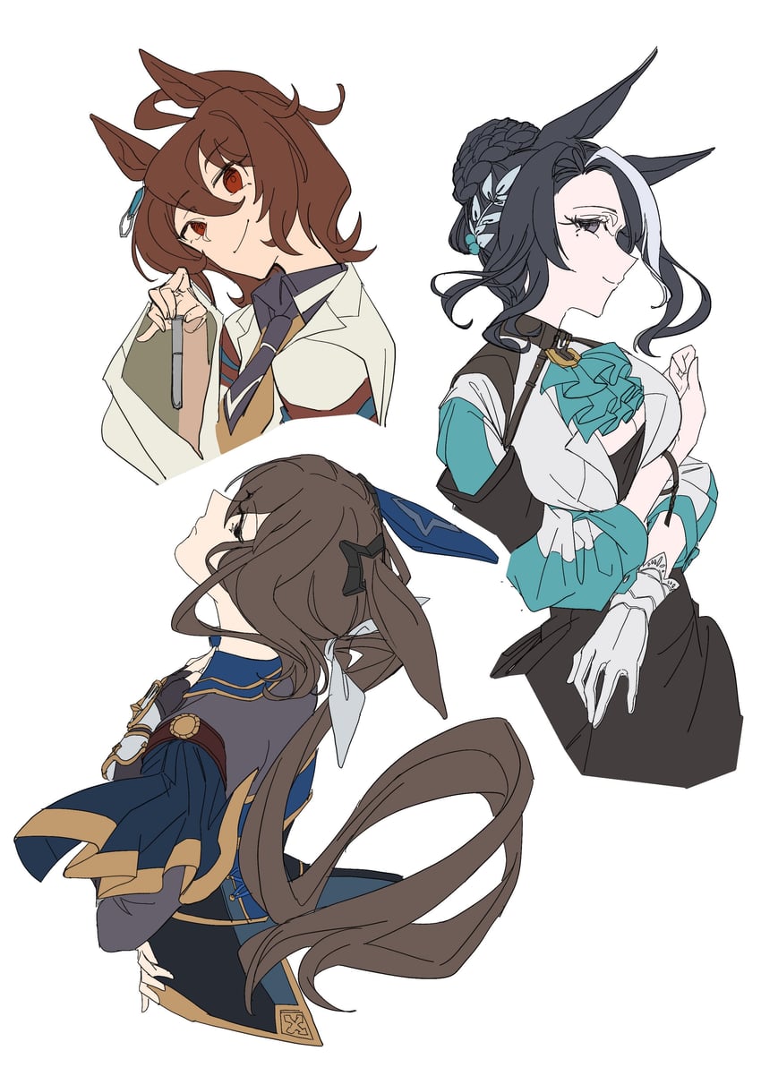 agnes tachyon, admire vega, and mejiro ramonu (umamusume) drawn by hukurou96