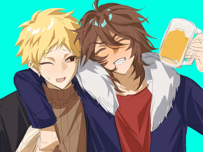 atou haruki and isoi reiji (saibou shinkyoku) drawn by zhizi