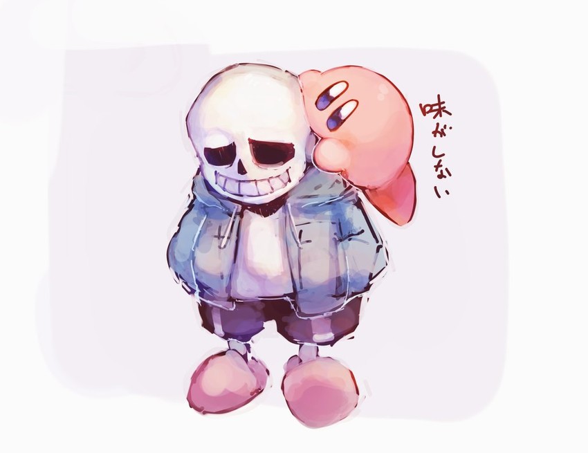 kirby and sans (kirby and 2 more) drawn by shiburingaru