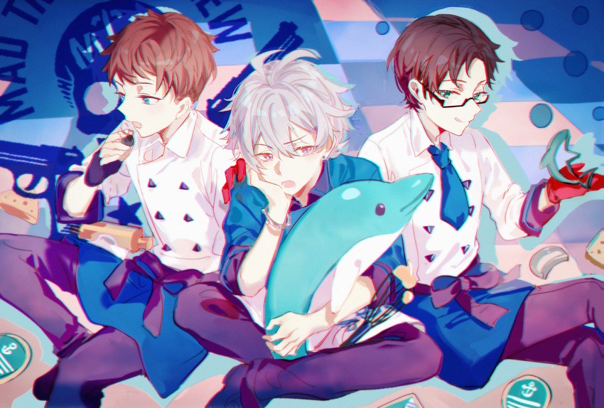 aohitsugi samatoki, busujima rio mason, and iruma jyuto (hypnosis mic) drawn by hitokoto