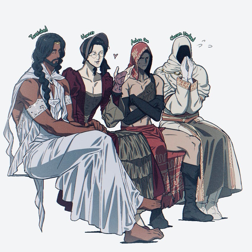 tarnished, hunter, chosen undead, ashen one, and desert sorceress (elden ring and 4 more) drawn by nayaman