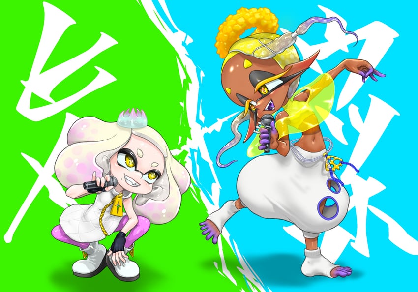 frye and pearl (splatoon and 2 more) drawn by koharu2.5