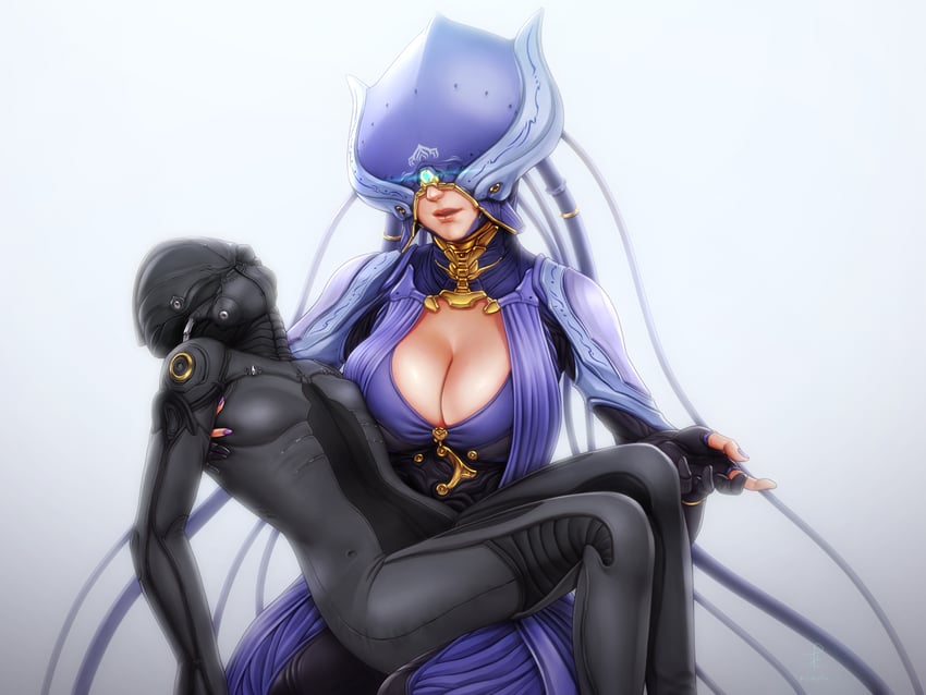 lotus and tenno (warframe and 1 more) drawn by horiishi_horuto