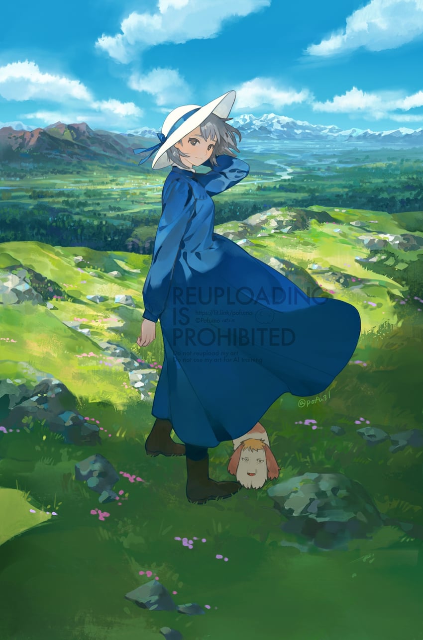sophie hatter and heen (howl no ugoku shiro) drawn by pofu31