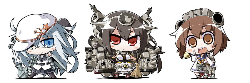 hibiki, nagato, yukikaze, and verniy (kantai collection) drawn by akaneya