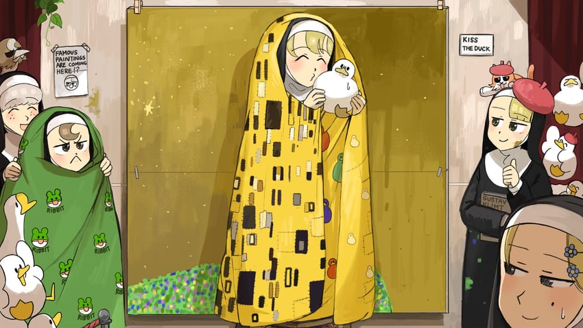 clumsy nun, froggy nun, spicy nun, strict nun, and sheep nun (little nuns and 1 more) drawn by diva_(hyxpk)