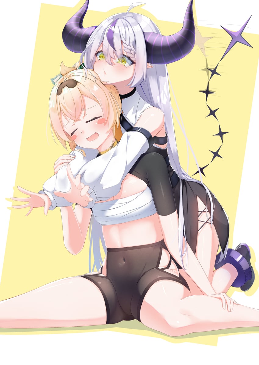 la+ darknesss and kazama iroha (hololive) drawn by kamaboko_(kmm15a)