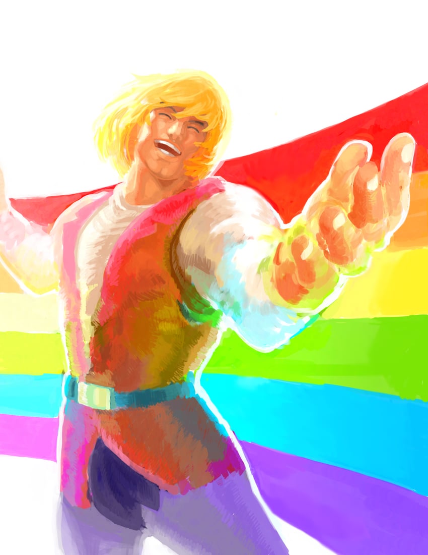he-man and prince adam (masters of the universe) drawn by brekkist