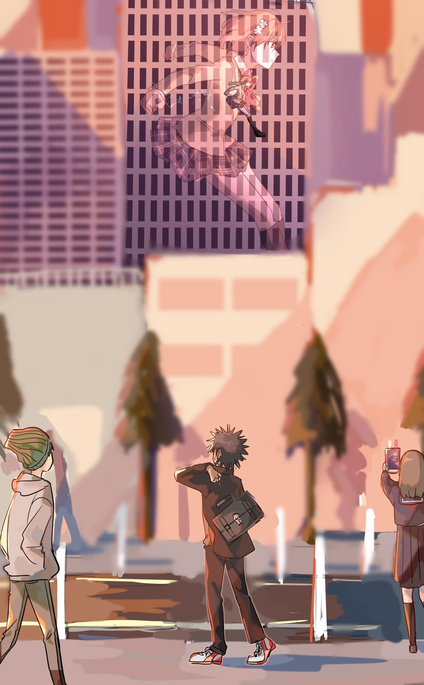misaka mikoto and kamijou touma (toaru majutsu no index and 2 more) drawn by nmdsk