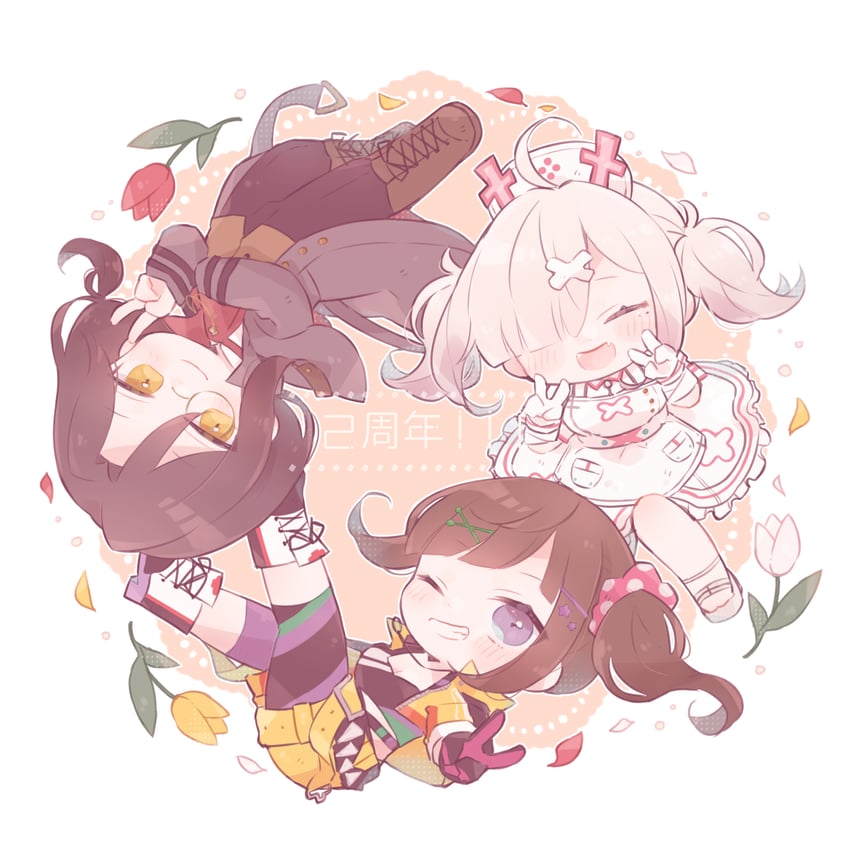 sukoya kana, shellin burgundy, and hayase sou (nijisanji) drawn by yuki_(yu_kix8)