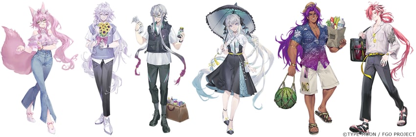 tamamo, morgan le fay, koyanskaya, merlin, asclepius, and 2 more (fate and 1 more) drawn by yoshimoto_(dear_life)