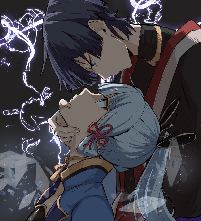 scaramouche and kamisato ayaka (genshin impact) drawn by artwolfaja
