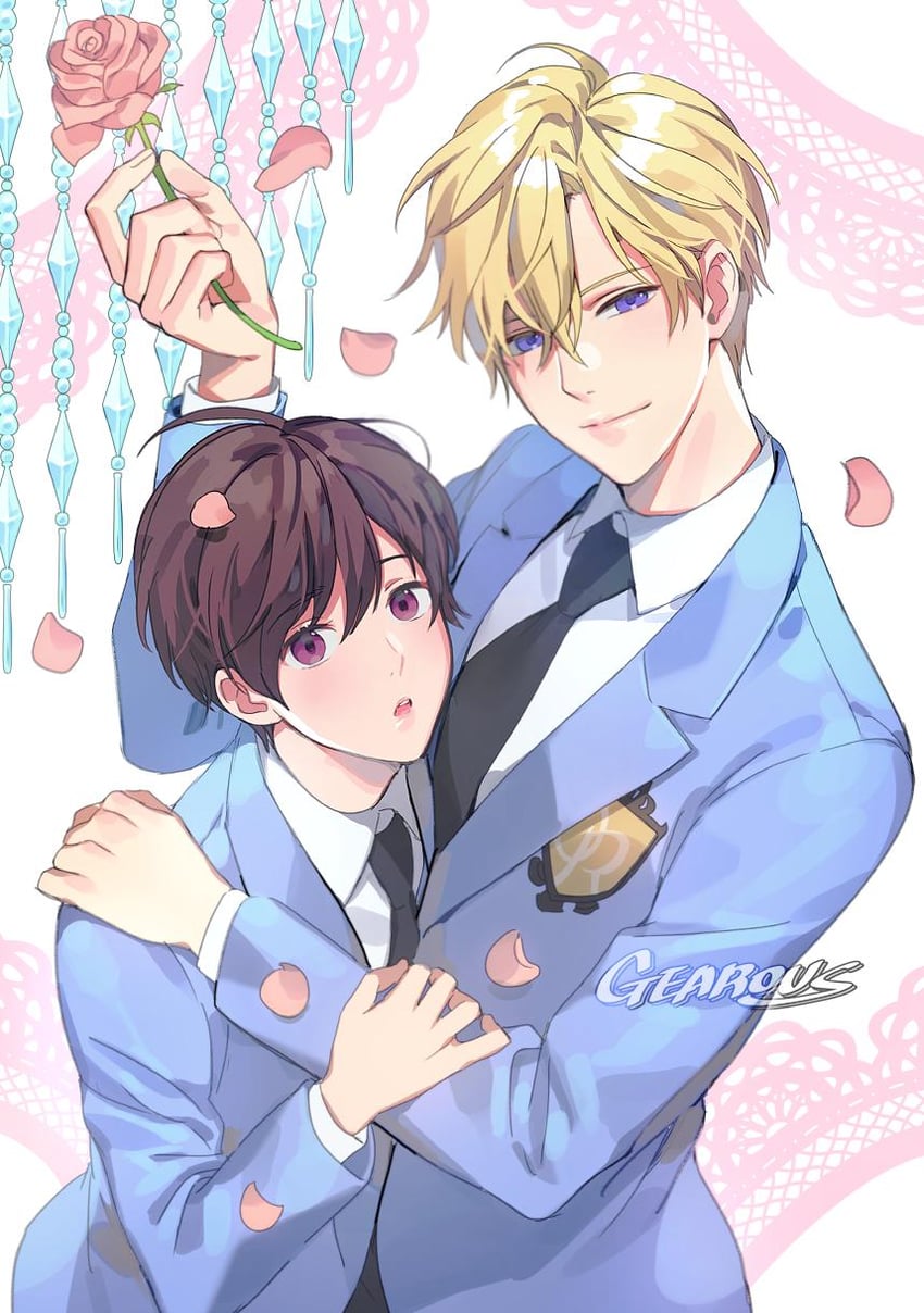 fujioka haruhi and suou tamaki (ouran high school host club) drawn by gearous