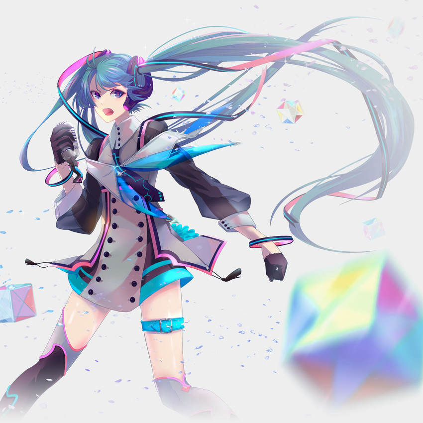 hatsune miku and magical mirai miku (vocaloid and 1 more) drawn by hoshima