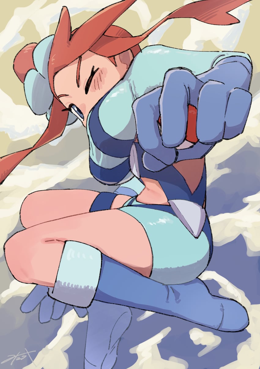 skyla (pokemon and 1 more) drawn by mitarashi_(riku1013pm)