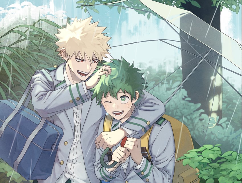 midoriya izuku and bakugou katsuki (boku no hero academia) drawn by dtd_mha