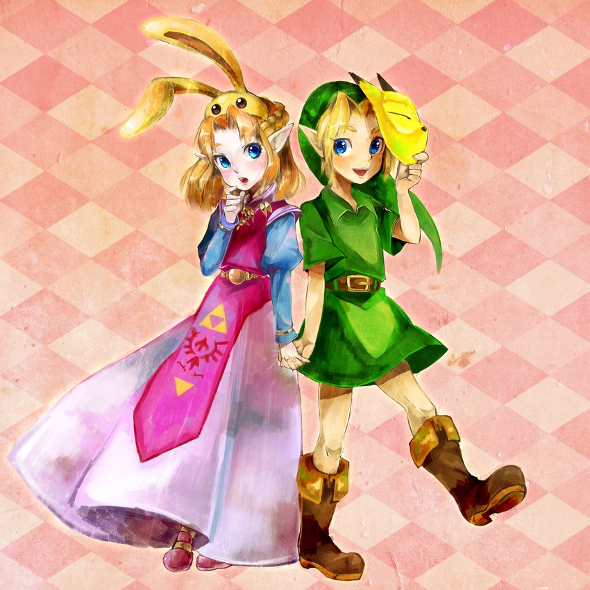 link, princess zelda, young link, and young zelda (the legend of zelda and 1 more) drawn by hachimaru_(ediciusa)