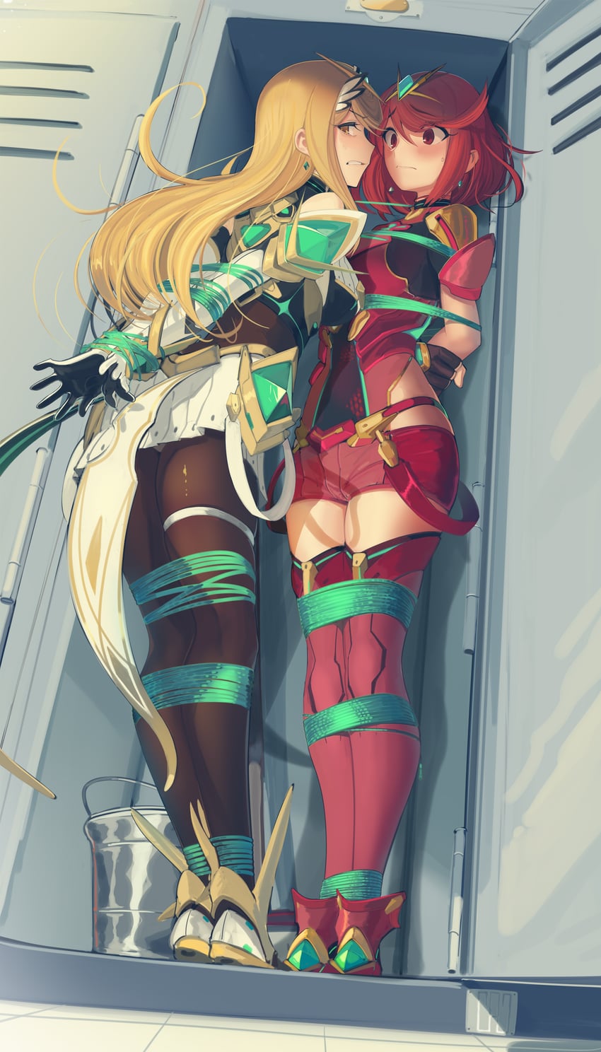 pyra and mythra (xenoblade chronicles and 2 more) drawn by cad_(caddo)
