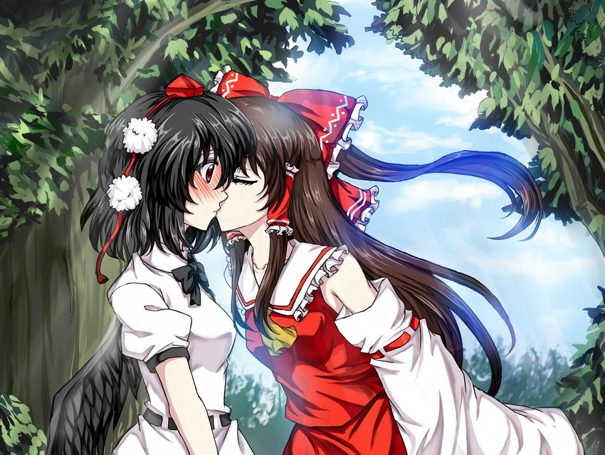 hakurei reimu and shameimaru aya (touhou) drawn by kusumo_(kungsu2)