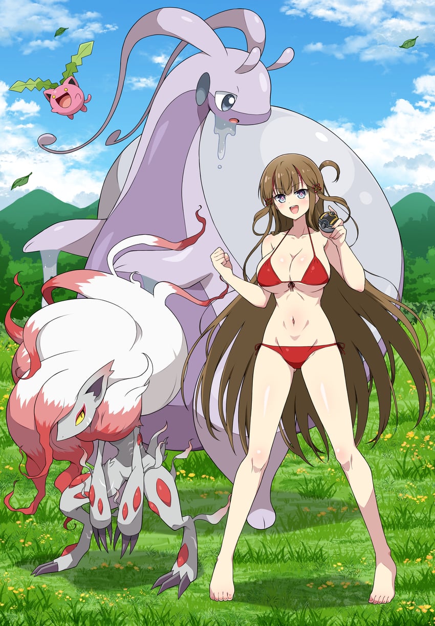 hoppip, hisuian zoroark, toki, and hisuian goodra (pokemon and 2 more) drawn by eggman_(ni_tamagoex)