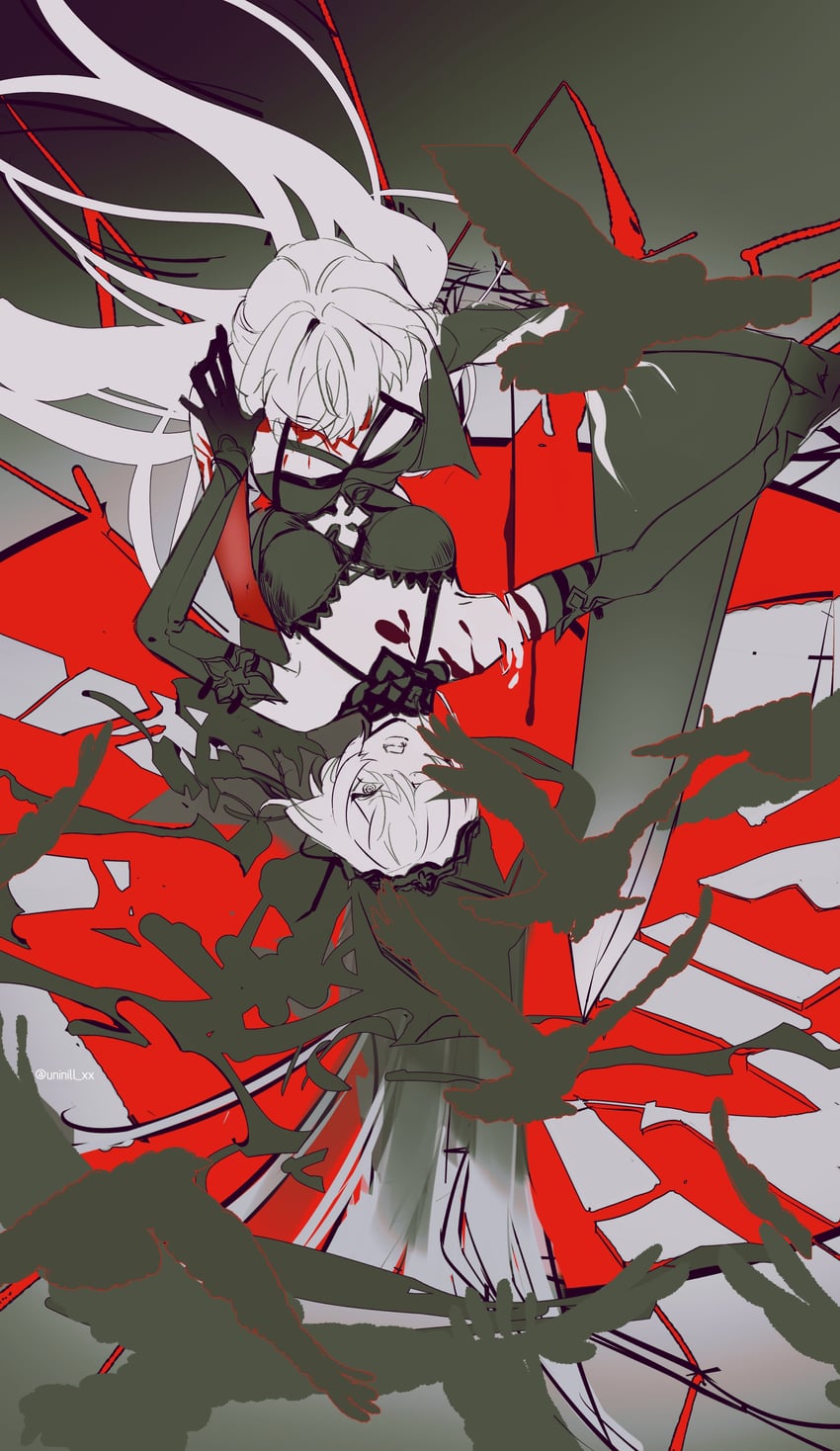 acheron and black swan (honkai and 1 more) drawn by uninill_xx