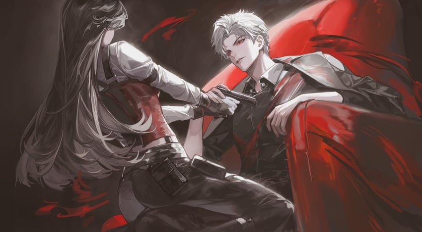 protagonist and sylus (love and deepspace) drawn by to_e