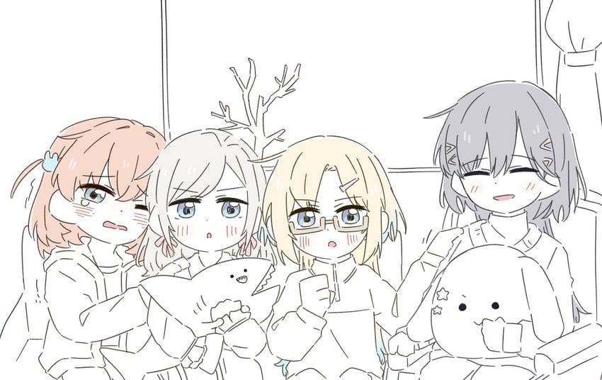 hinoshita kaho, osawa rurino, ceras yanagida lilienfeld, and katsuragi izumi (love live! and 1 more) drawn by zueka27