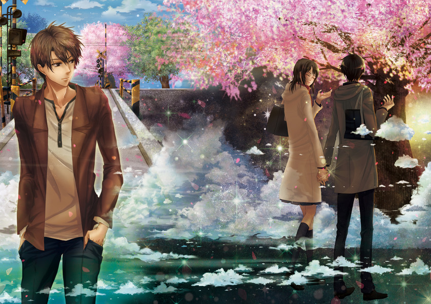 shinohara akari and toono takaki (byousoku 5 centimeter) drawn by iban_(ibaibaibaban)