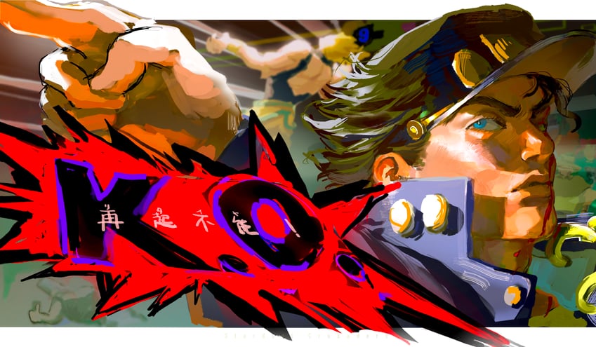 kujo jotaro, dio brando, and jean pierre polnareff (jojo no kimyou na bouken and 1 more) drawn by uu0000322