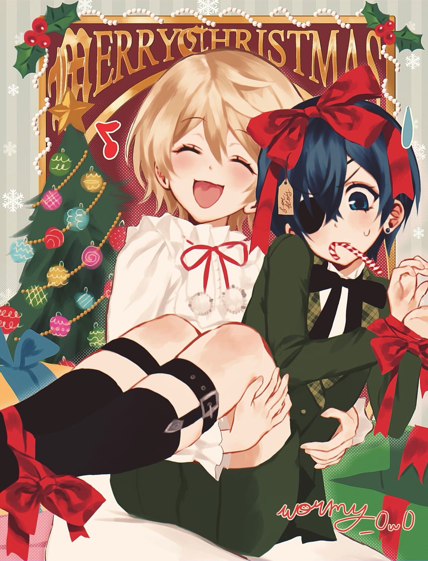 ciel phantomhive and alois trancy (kuroshitsuji) drawn by wormy_owo