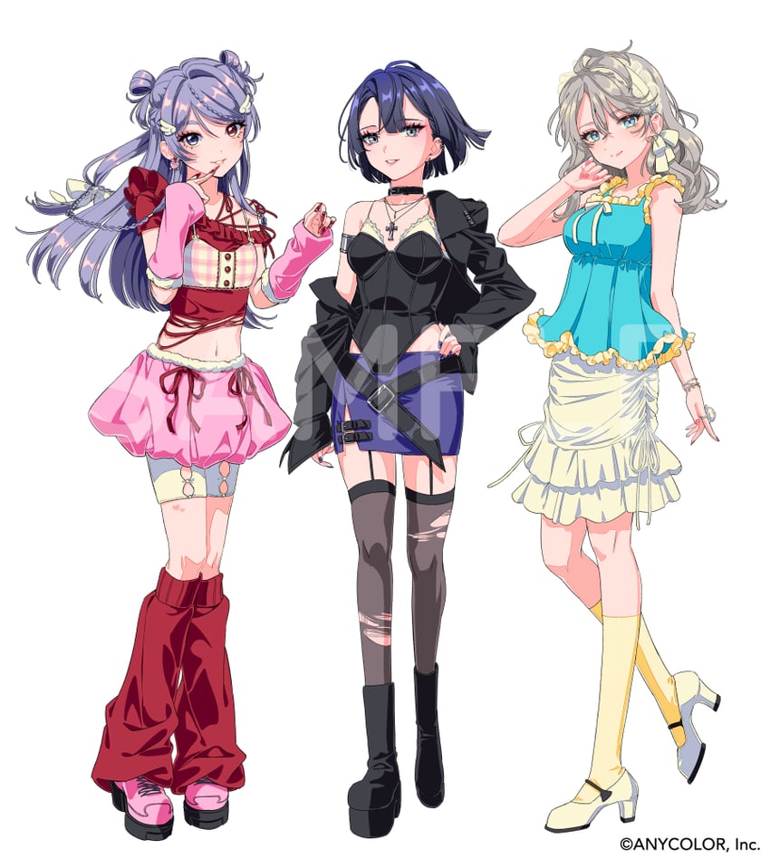 kaida haru, nagao kei, and genzuki toujirou (nijisanji) drawn by kisumi_rei