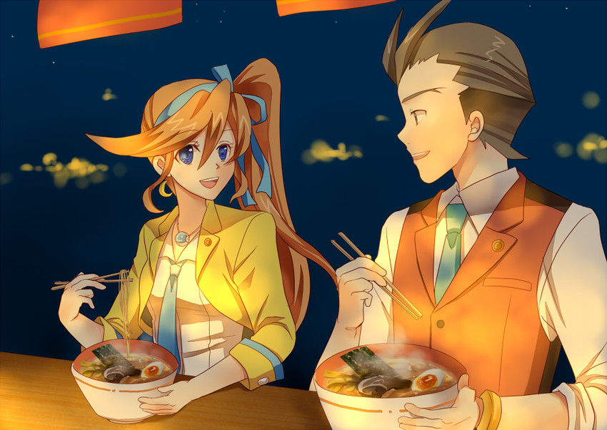 apollo justice and athena cykes (ace attorney and 1 more) drawn by delusion...