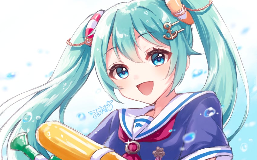 hatsune miku and more more jump! miku (vocaloid and 1 more) drawn by usui_muu