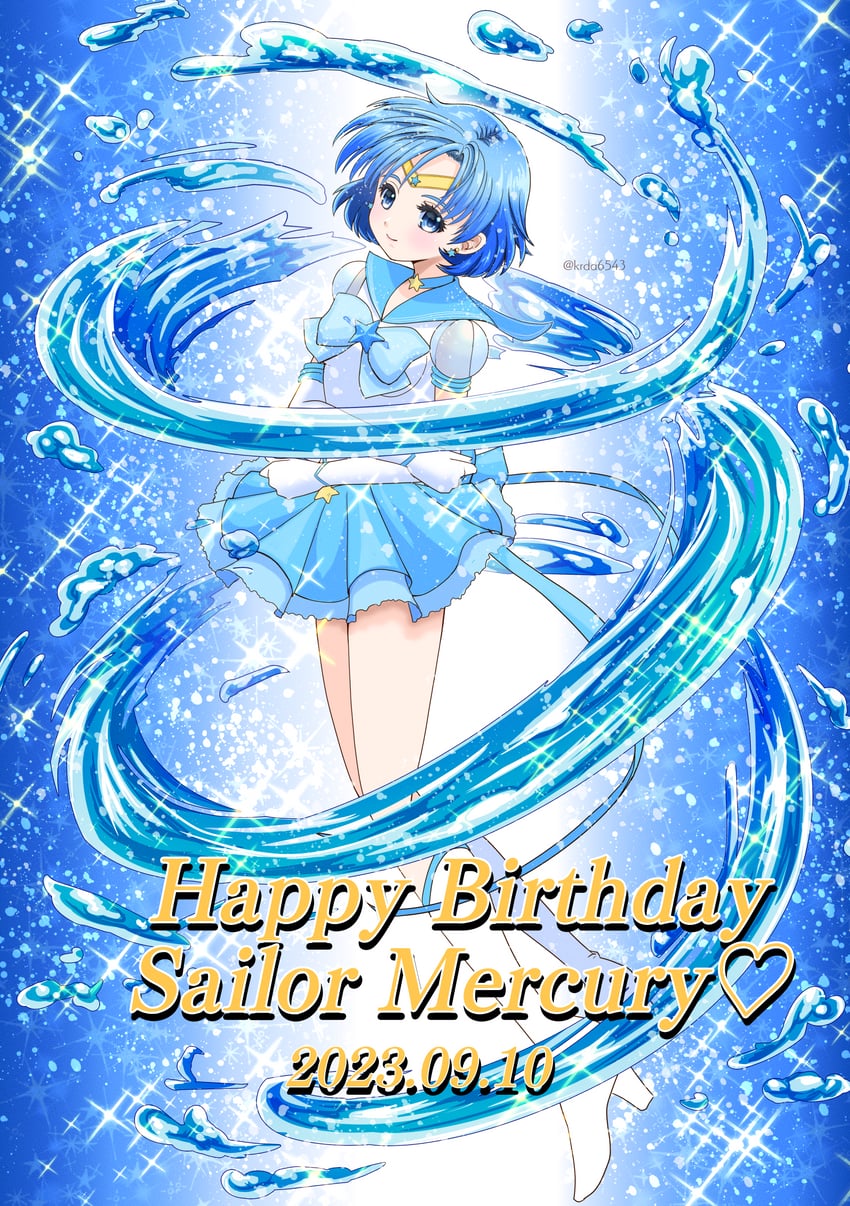 mizuno ami, sailor mercury, and super sailor mercury (bishoujo senshi sailor moon and 1 more) drawn by kuroasa24