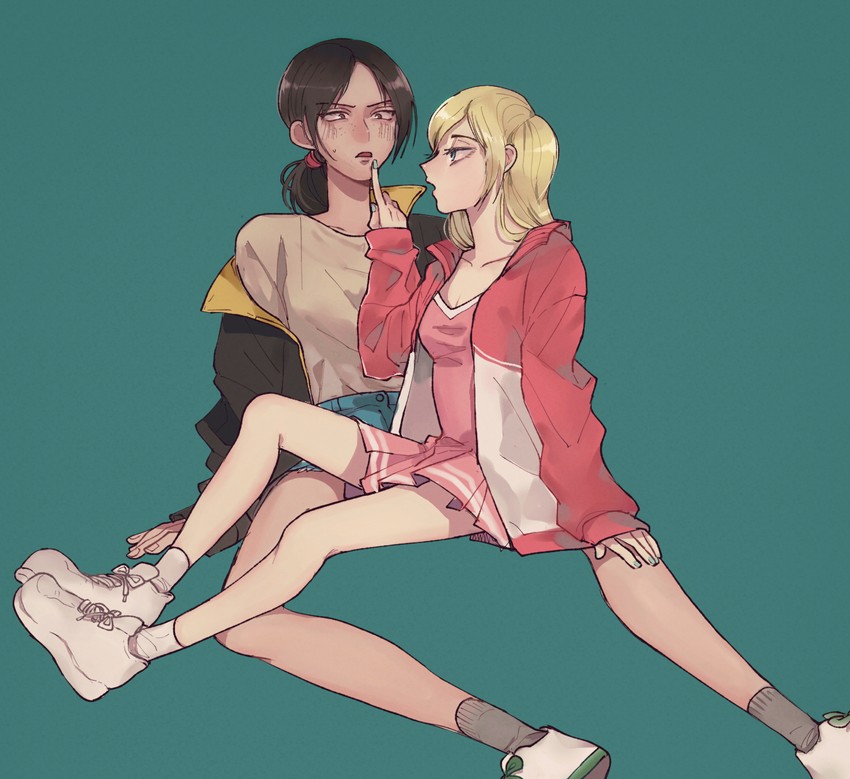 krista lenz and ymir (shingeki no kyojin) drawn by pi0w0pi