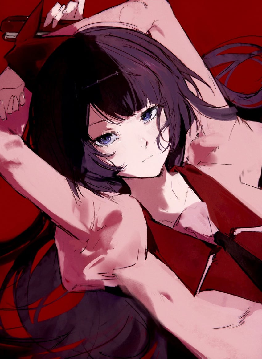 senjougahara hitagi (monogatari and 1 more) drawn by moku_(muooku)