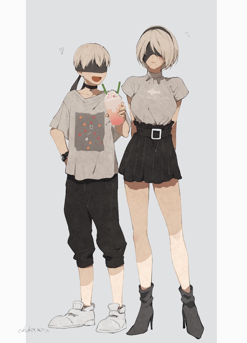 2b and 9s (nier and 1 more) drawn by ouka_(stan)
