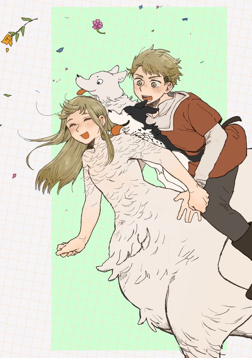 falin touden and laios touden (dungeon meshi) drawn by samonasu