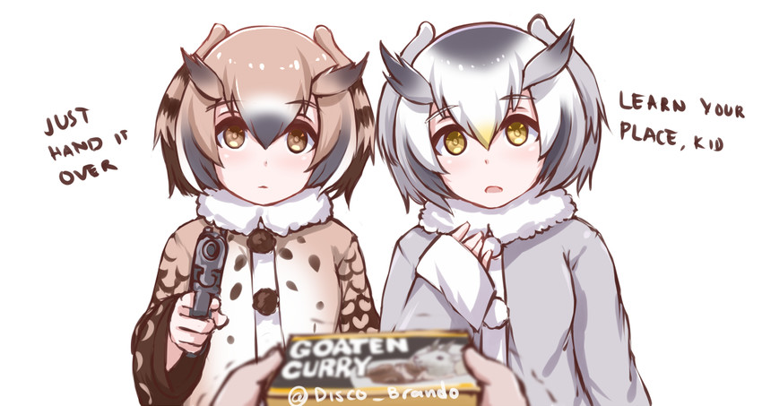 northern white-faced owl and eurasian eagle owl (kemono friends) drawn by disco_brando