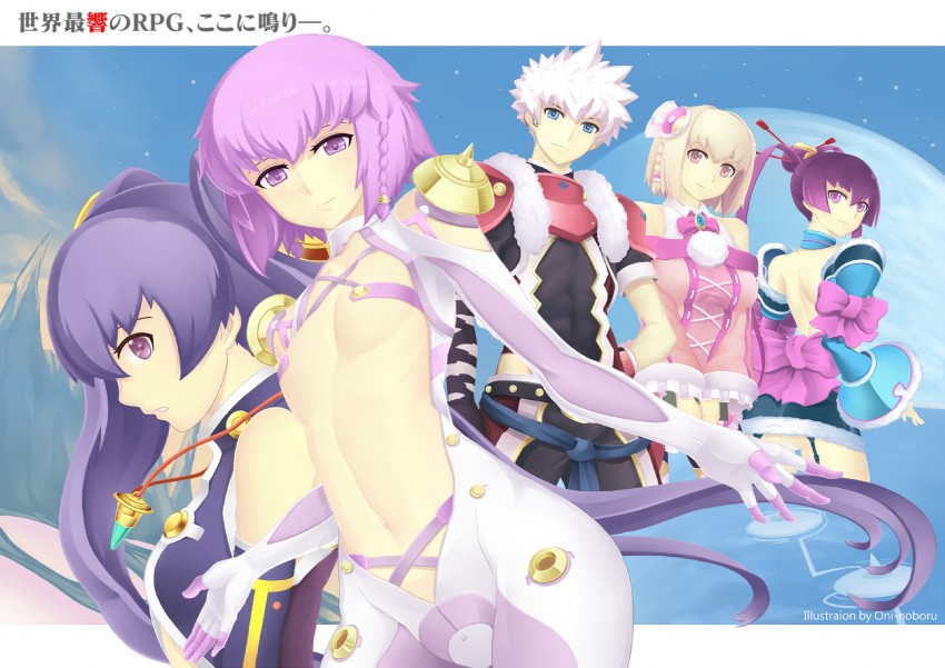 saki, finnel, cocona vatel, tilia, and aoto (ar tonelico and 1 more) drawn by oni-noboru