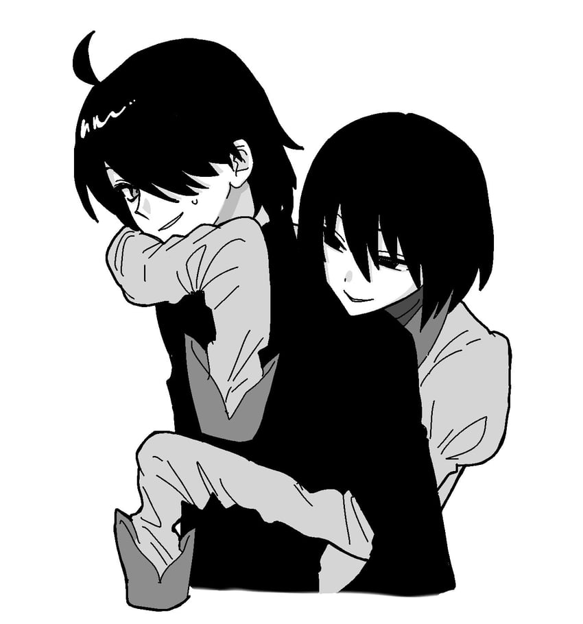 araragi koyomi and oshino ougi (monogatari) drawn by yomei_(r_kome2)
