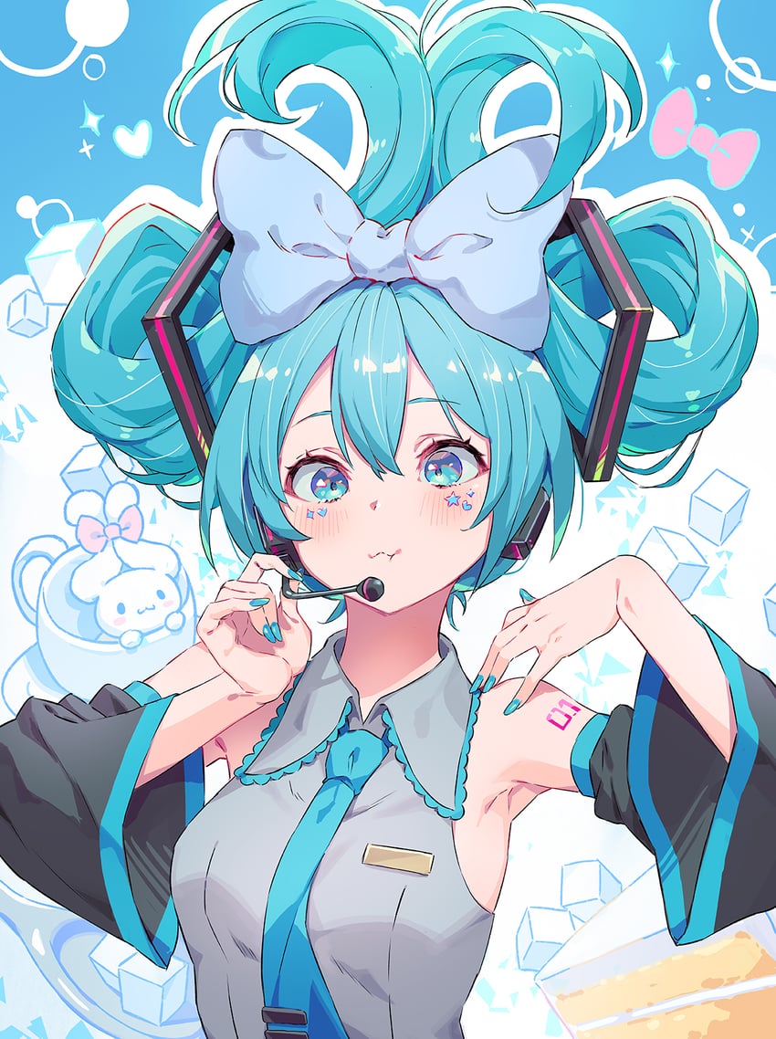 hatsune miku, cinnamoroll, and cinnamiku (vocaloid and 2 more) drawn by kunikune