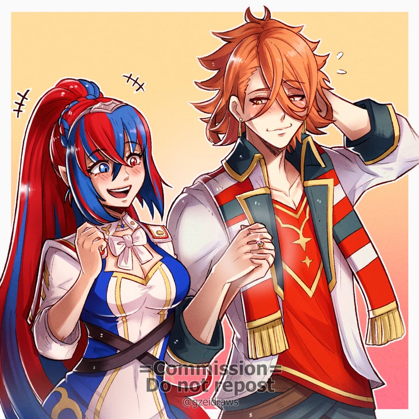 pandreo and female alear (fire emblem and 1 more) drawn by gzei