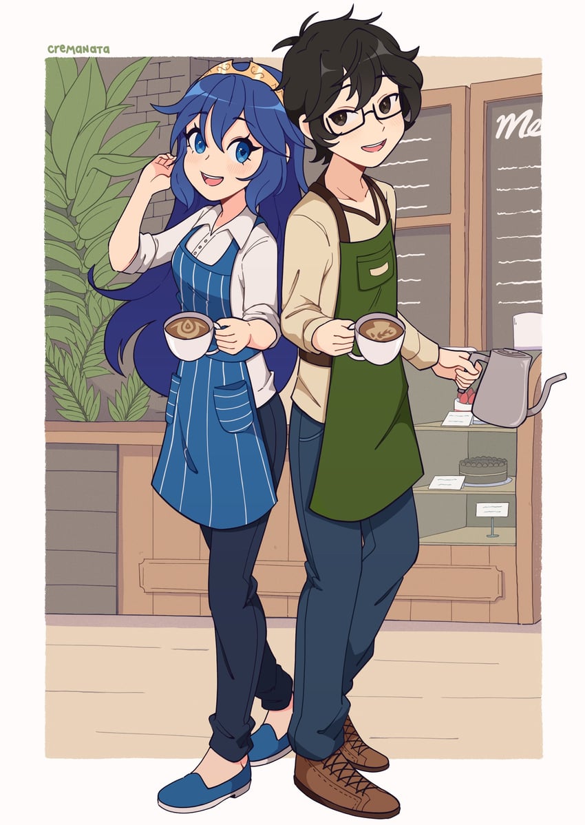 lucina and amamiya ren (fire emblem and 4 more) drawn by cremanata