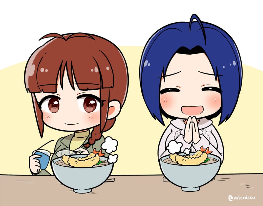 miura azusa and akizuki ritsuko (idolmaster and 2 more) drawn by merukyara