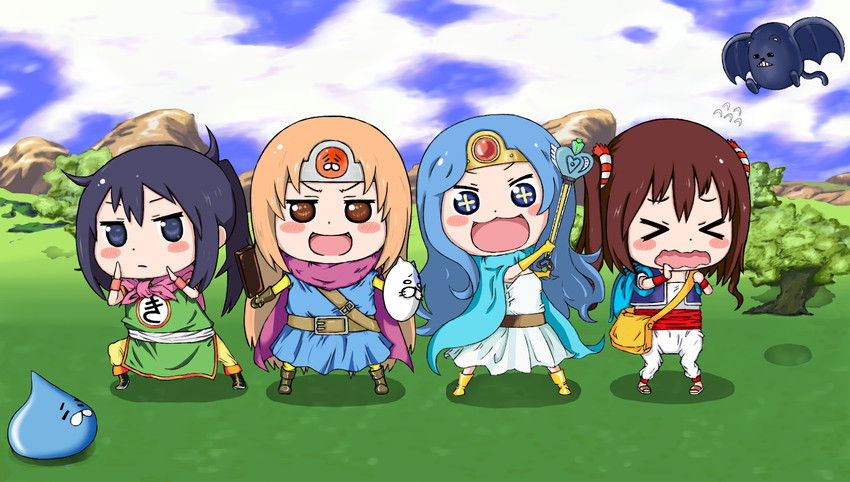 slime, sage, roto, doma umaru, heroine, and 5 more (dragon quest and 2 more) drawn by fuefukipiyohiko