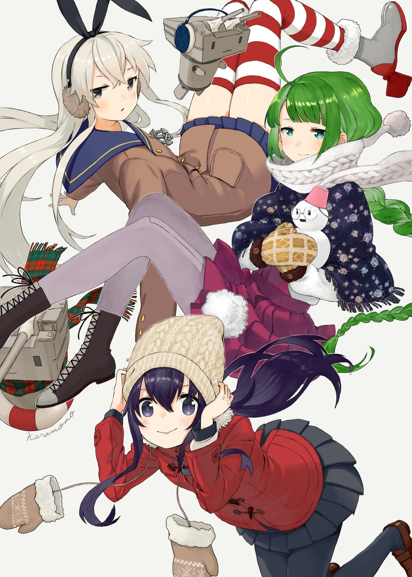shimakaze, akatsuki, rensouhou-chan, and yuugumo (kantai collection) drawn by karamomo
