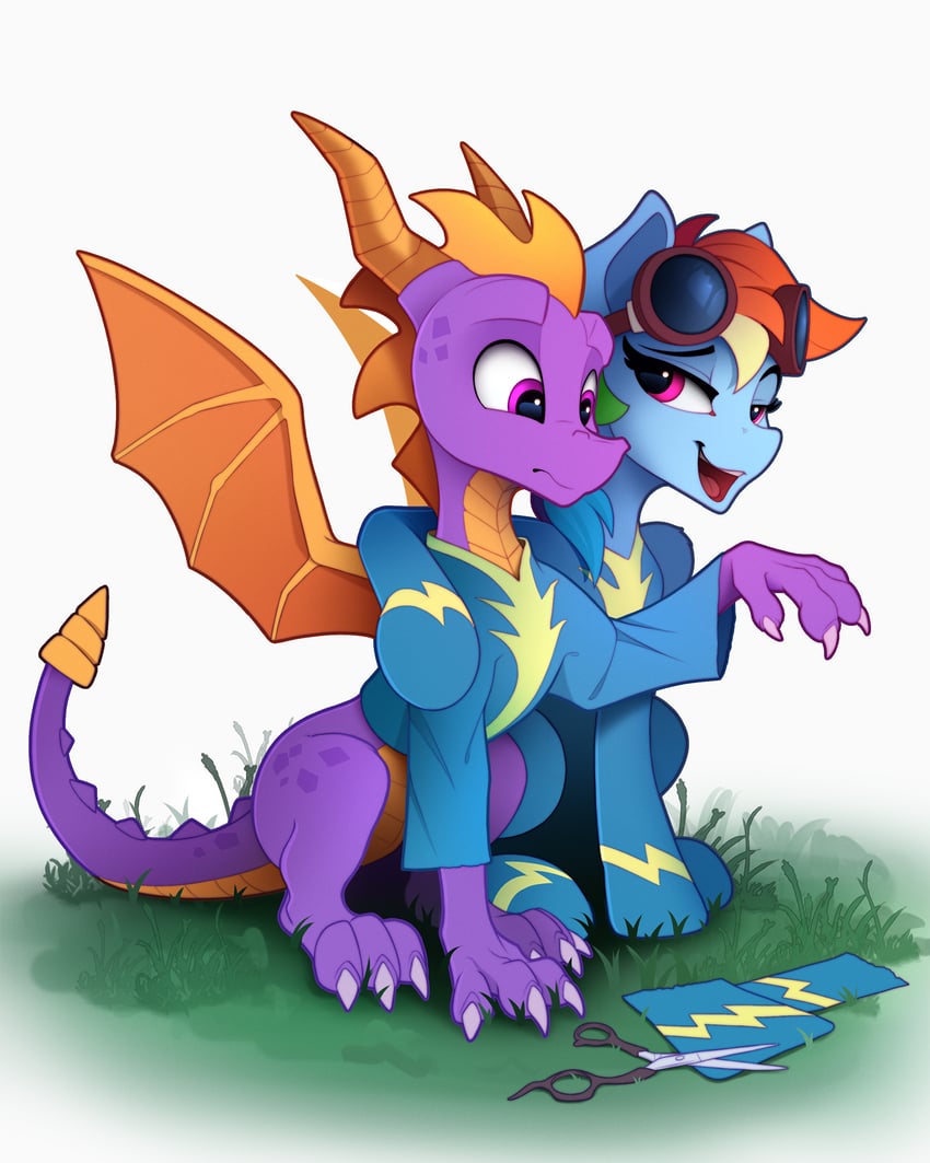 rainbow dash and spyro the dragon (my little pony and 2 more) drawn by yakovlev-vad
