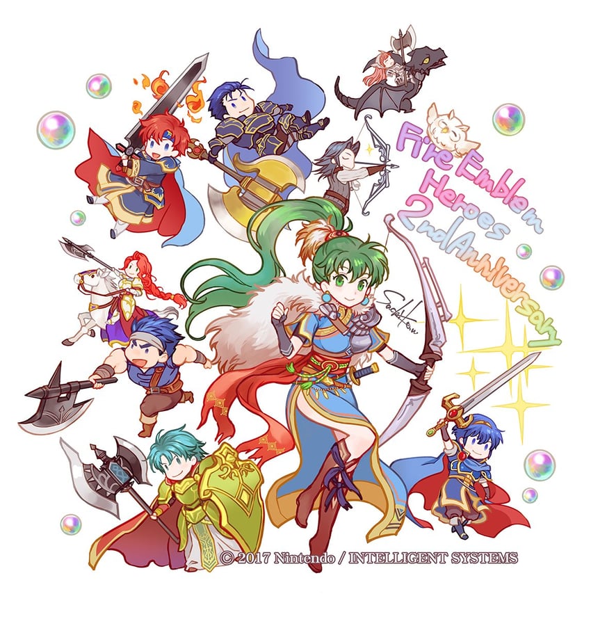 lyn, marth, ephraim, hector, feh, and 5 more (fire emblem and 7 more) drawn by wada_sachiko
