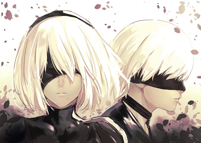 2b and 9s (nier and 1 more) drawn by bionekojita